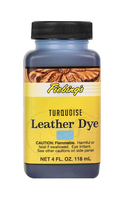 Fiebing's Leather Dye (4 Fl Oz, Turquoise) - Alcohol-Based, Penetrating, Permanent Dye for Shoes, Boots, Belts, Bags, Furniture - Includes Wool Dauber Applicator - Recolor & Restore Leathercraft