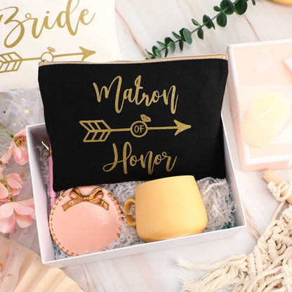 8 Pcs Bridesmaid Makeup Bag Matron of Honor Gifts Bridal Bag for Bridal Wedding Party Gift(Stylish Pattern)