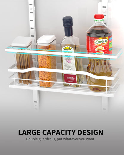 Moforoco White 6-Tier Over Door Pantry Organizer, Pantry Organization Storage, Door Metal Hanging Spice Rack Basket Shelves, Home Kitchen Apartment Essentials, Laundry Room Bathroom Organization
