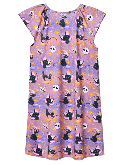 Perfashion Girls Halloween Nightgown Soft Sleep Shirt Bats Pajama Gowns for Kid 12 13 Years Tie-dye Sleep Shirts