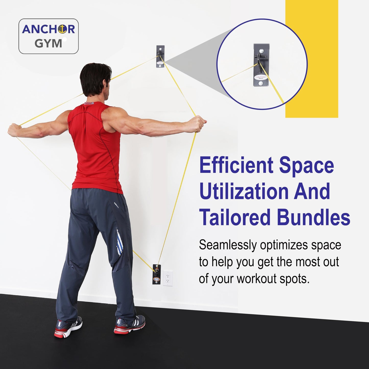 Anchor Gym H1 Ceiling & Wall Mount Anchor for Resistance Bands, Exercise Bands Mount for Bodyweight Straps, Strength Training and Home Gym (Wood Screws Included)