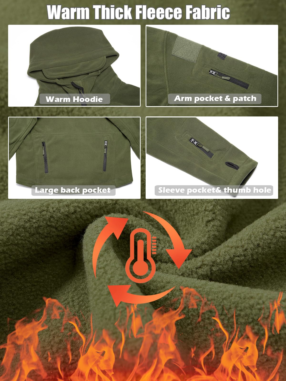 ReFire Gear Men's Warm Military Tactical Sport Fleece Hoodie Jacket