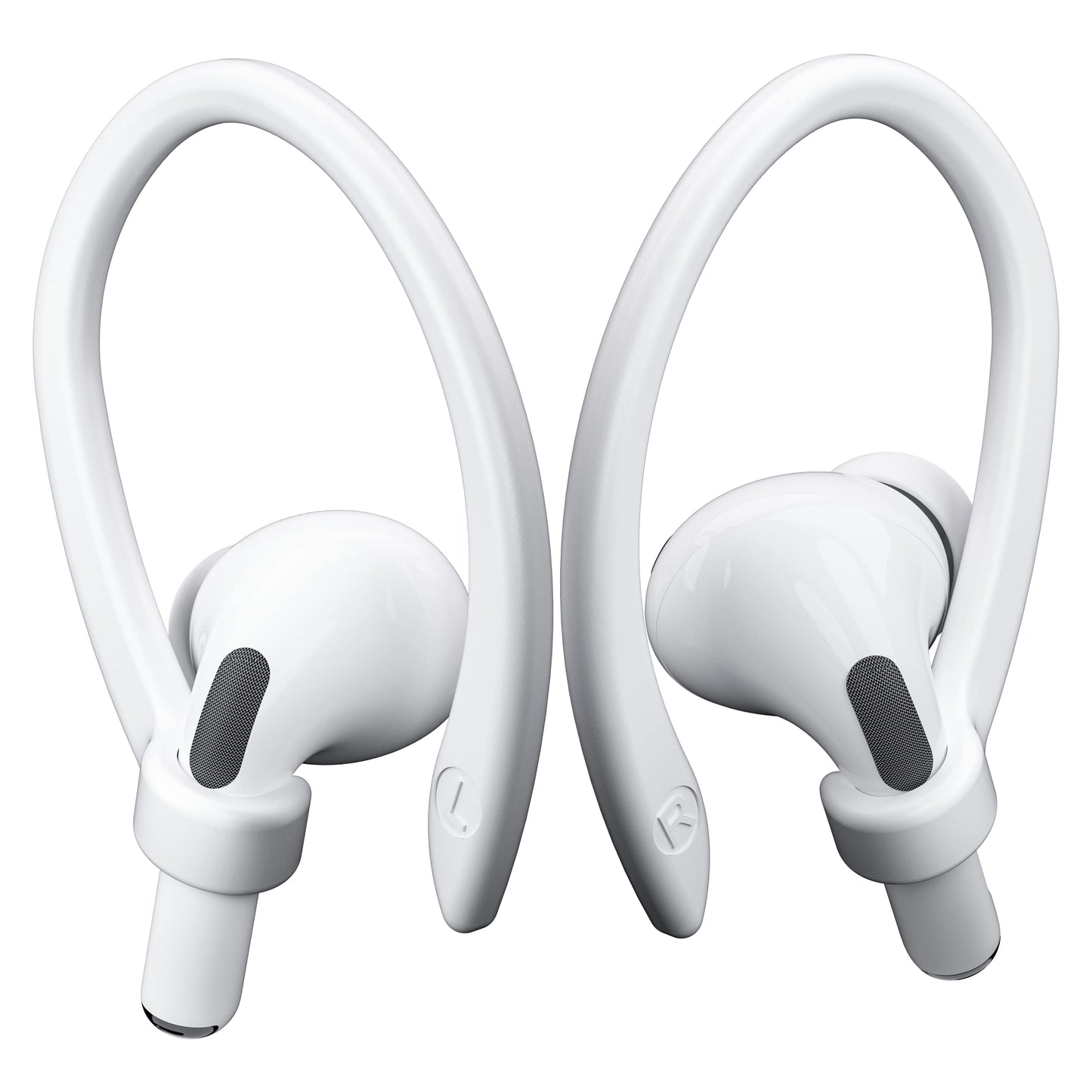 ICARERSPACE 2 Pairs AirPods Ear Hooks for AirPods Pro 2, AirPods Pro, AirPods 4, 3, 2 & 1, Upgraded Anti Slip Sports Clip Hooks for AirPods 1, 2, 3, 4,Pro and Pro 2 – White