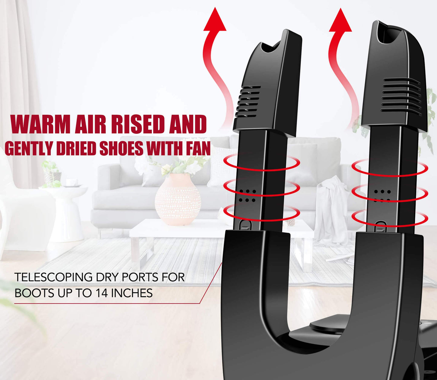 Manledio Portable Electric Shoes Boots Dryer and Warmer with Folding and Drying Adjustable Rack