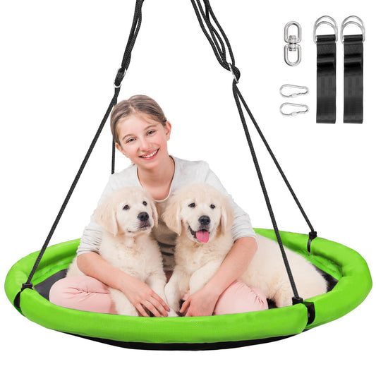 RedSwing 40" Flying Saucer Tree Swing for Kids Outdoor, Large Round Tire Swings for Trees and Swingset, Strong Heavy Duty for Outside Playground, 500LBS Weight Capacity, Green