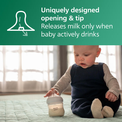 Philips Avent Natural Glass Baby Bottles with Natural Response Nipples (Slow Flow, Flow 2), 4oz, 4-Pack, SCY910/04