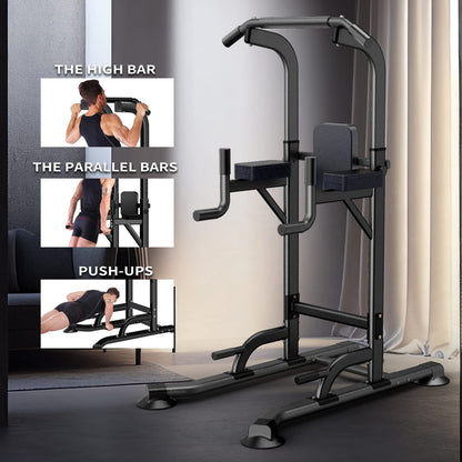Power Tower Adjustable Height Pull Up Dip Station Multi-Function Home Strength Training Fitness Workout Station for Home Gym (K)