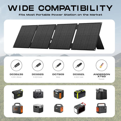 MARBERO 100W Portable Solar Panel 100 Watt 20V Foldable Solar Panel Charger for Power Station QC3.0 USB & DC Output >23% High Efficiency IP68 Waterproof for Camping Outdoor Home RV Blackout Cloudy