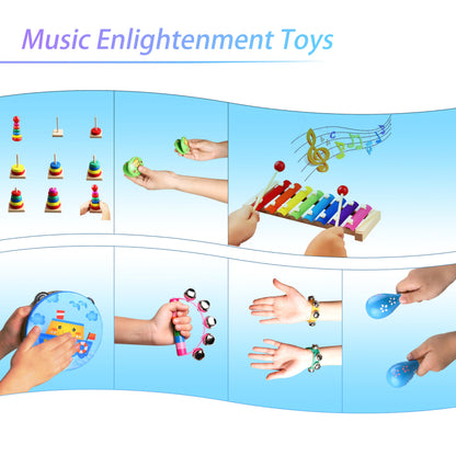 Kids Musical Instruments for Toddlers,Baby Musical Toys for Toddlers,Christmas Kids Gifts,First Birthday Gifts for Boys Girls,Kids Xylophone,Maracas for Baby,Wooden Instruments Toddler Toys with Bag