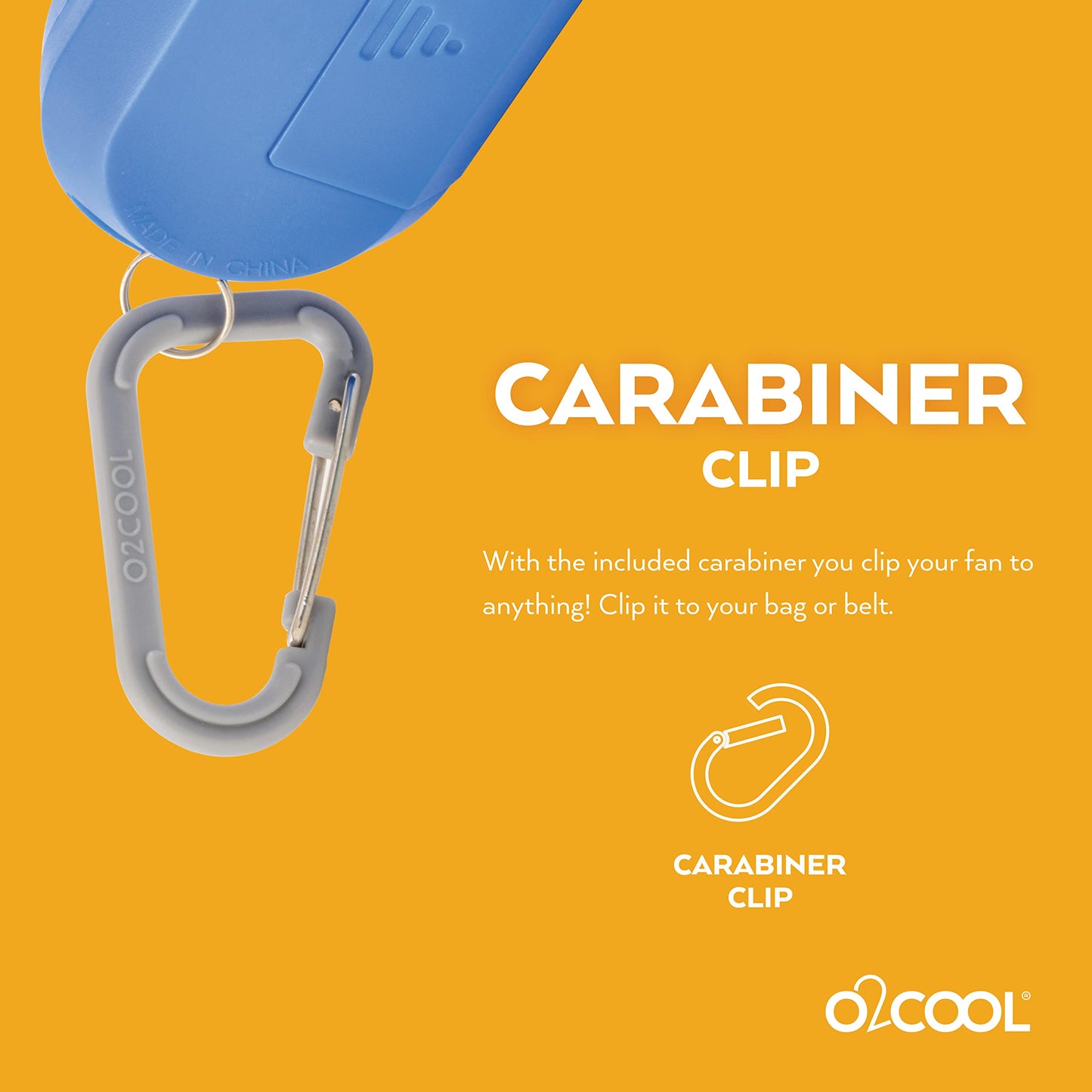 O2COOL Keychain Sport Misting Fan - Pocket Size Battery Powered Portable Handheld Fan With Carabiner Clip and Mister 2 Pack (Blue)