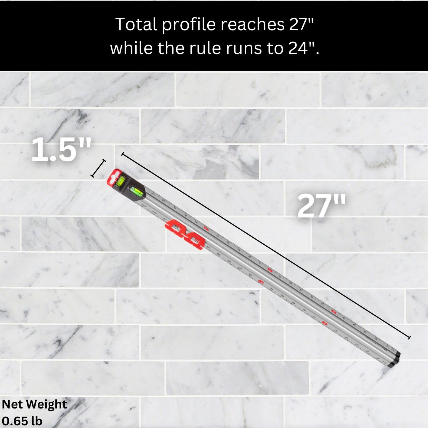 Kapro - 313 Measure Mate - Ultimate Home-Improvement Tool - With Level and Ruler - Features Sliding Markers and Knife Guide - Includes Nail Gripper and Drill Bit Gauge - 24 Inch