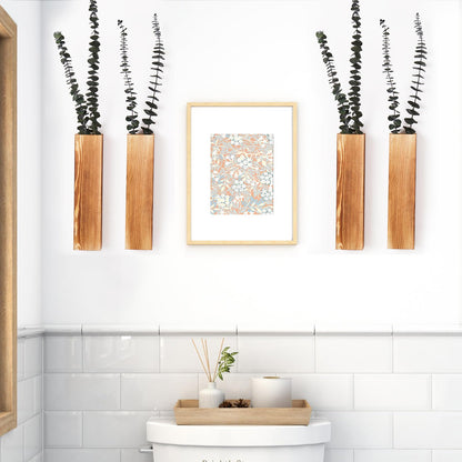 Mokof 4-Pack Wood Wall Planters for Fake Plants and Dried Flowers Stems, 12" Slim Modern Wooden Vases Wall Decor for Living Room, Bedroom, Bathroom, Apartment