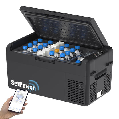 Setpower 12V Refrigerator 21 Quart Portable Freezer 50 Hours Keep Cool,Electric Cooler for Vehicles Car Refrigerator 12V Portable Fridge for Car Camping Truck Van RV SUV Road Trip Travel RF20