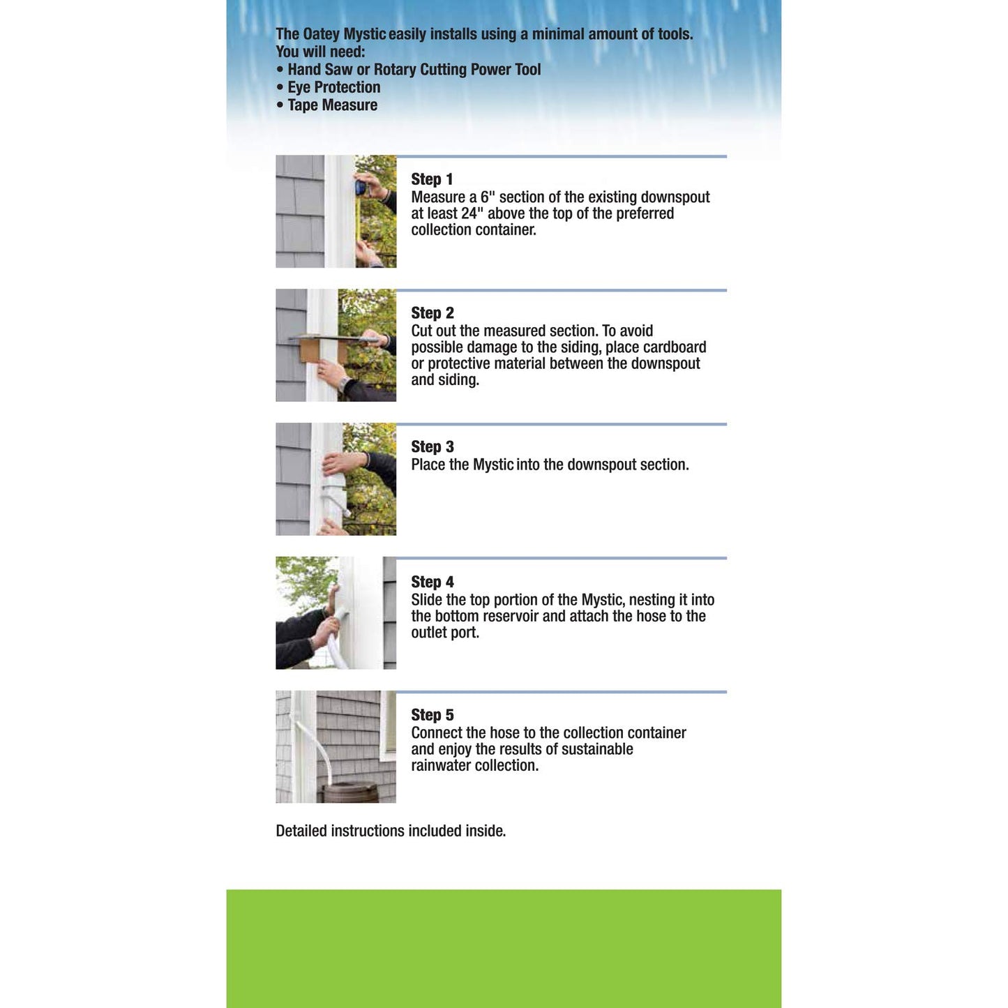 Oatey Mystic Rainwater Collection System, 2 in. x 3 in., White