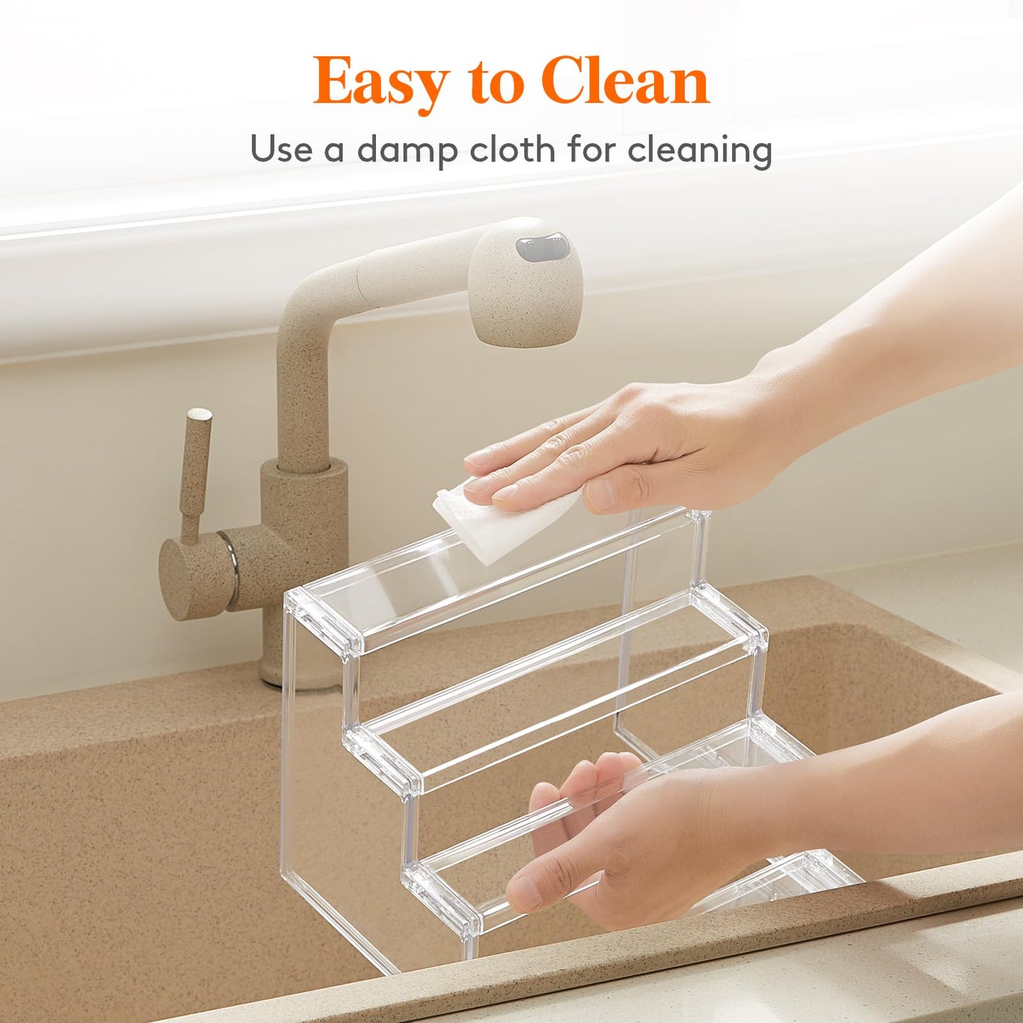 Lifewit 4 Tier Clear Display Riser Stand, Tool-free Assembly, Plastic Organizers for Figures, Cupcake, Perfume, Dessert, Desktop Display Stand for Organize and Decoration, 9 Inch, 1-Pack