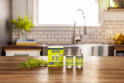 Mrs. MEYER'S CLEAN DAY Multi-Surface Cleaner Dispenser and Concentrate Starter Kit, 1 Glass Dispenser (16 Fl. Oz.) and 2 Concentrated Refills (2 Fl. Oz. each), Lemon Verbena, Makes 32 Fl. Oz. Total