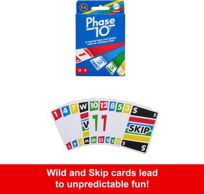Mattel Games Phase 10 Card Game with 108 Cards, Makes a Great Gift for Kids, Family or Adult Game Night, Ages 7 Years and Older
