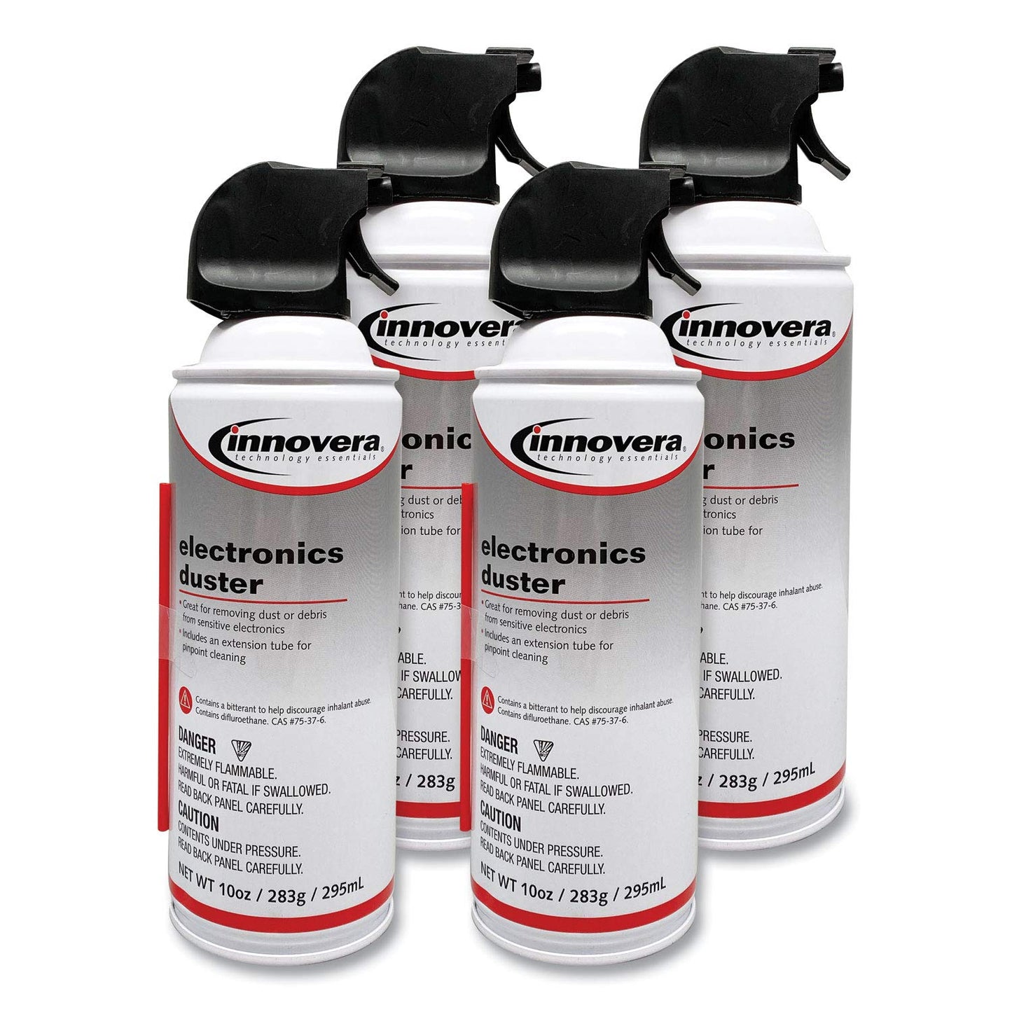 Innovera Compressed Air Duster Cleaner, 10 Oz Can, 4/Pack