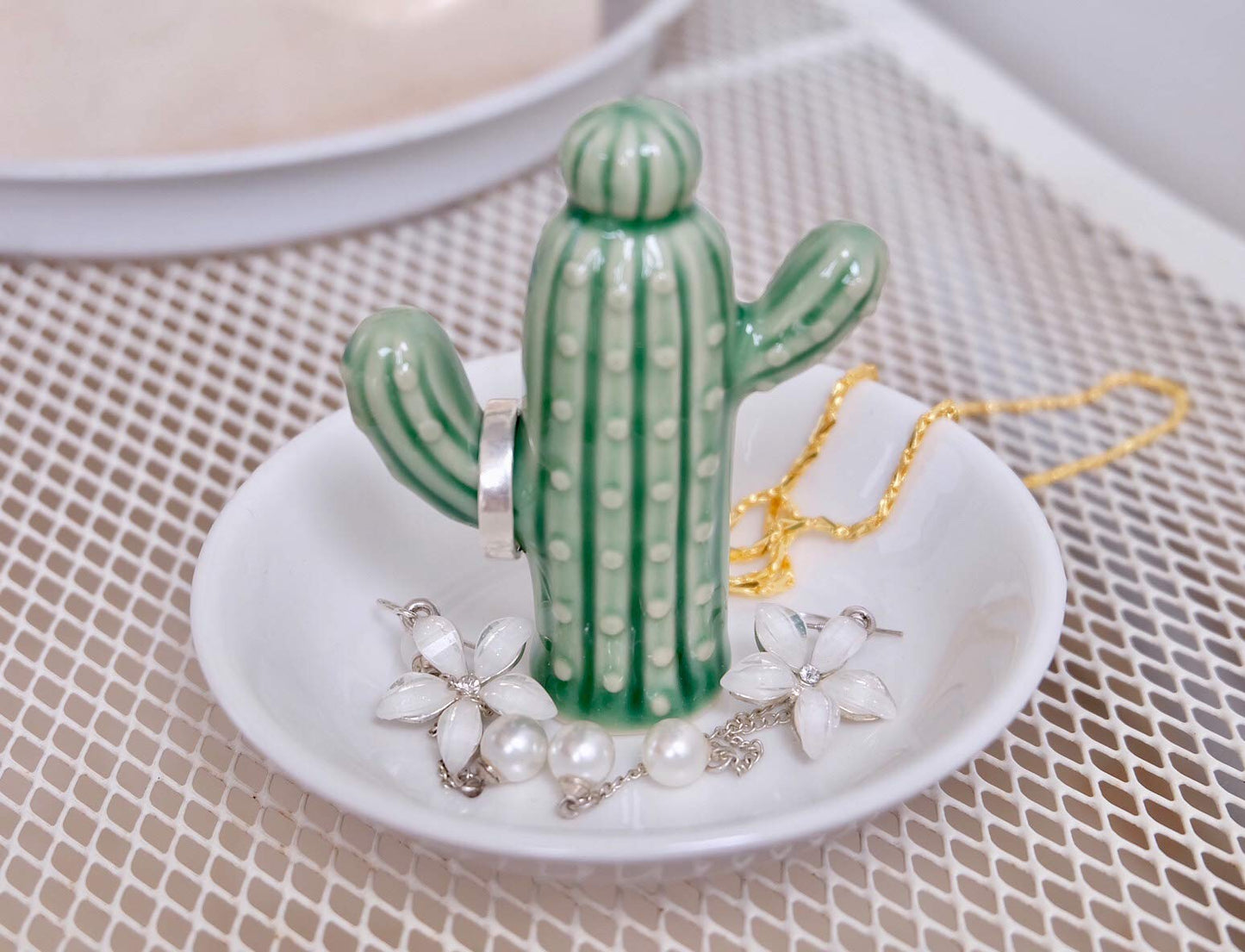 PUDDING CABIN Cactus Ring Holder Dish, Decorative Cactus Decor, Birthday & Christmas Gifts for Women & Girls