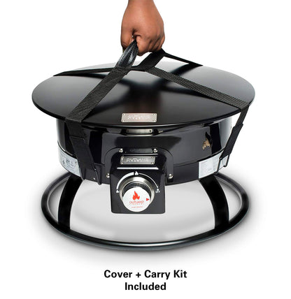 Outland Living Portable Propane Fire Pit, 19-inch, 58,000 BTU with Fire Pit Cover & Carry Kit, Smokeless Gas Firebowl | Perfect for Camping, Patio, Backyard, Tailgating, Deck, RV| Black 893 Deluxe