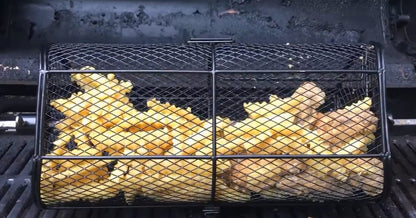 only fire Universal Rotisserie Basket Grill Accessory, Teflon Rotisserie Grill French Fries Basket Fits for Any Gas Grill or Other Ceramic Grills