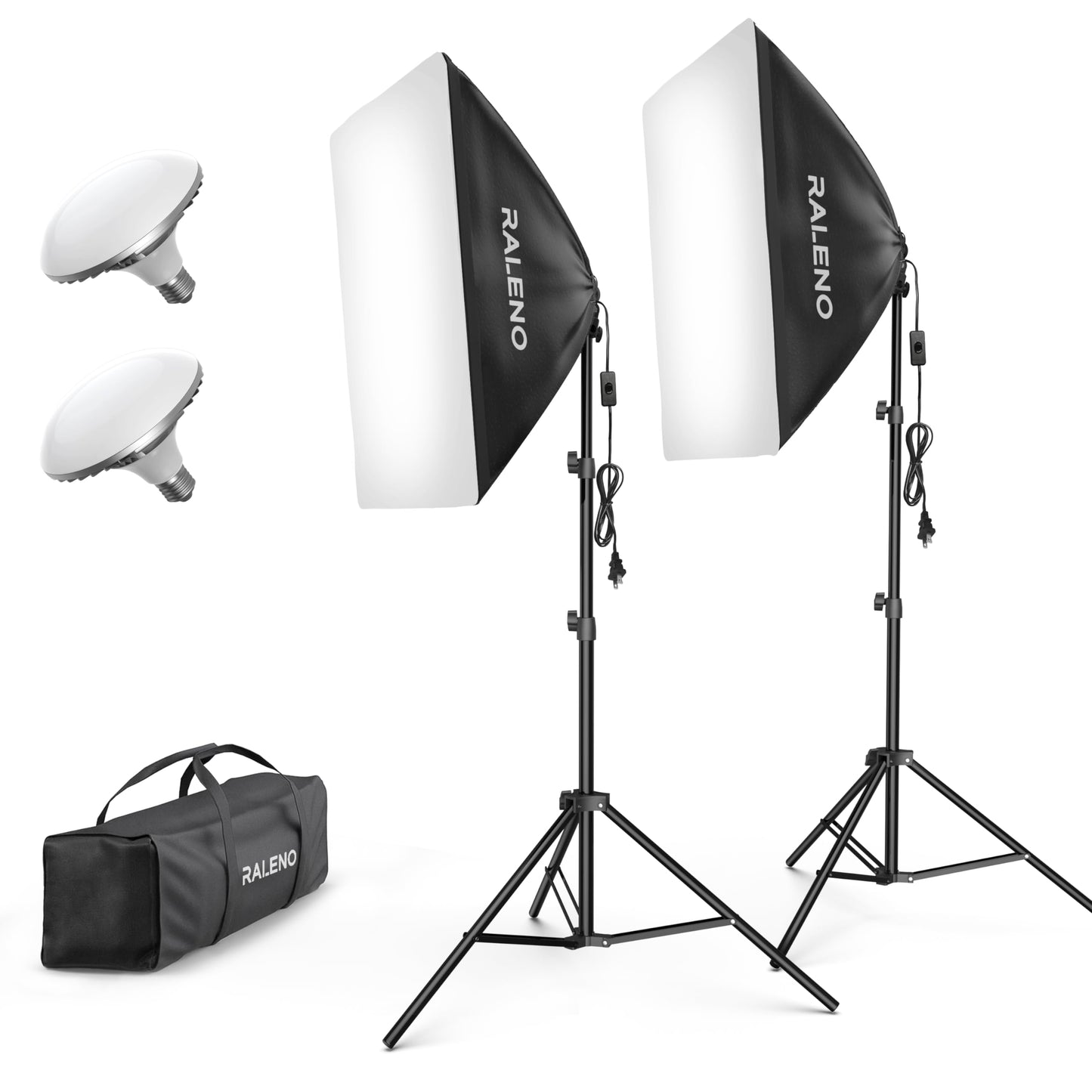 RALENO Softbox Lighting Kit, 20X28-Inch Softbox Photography Lighting with LED Bulbs(50W | 5500K | TLCI≥97), Streaming Lighting for Video Rcording Photoes Portraits YouTube | Model: PS40
