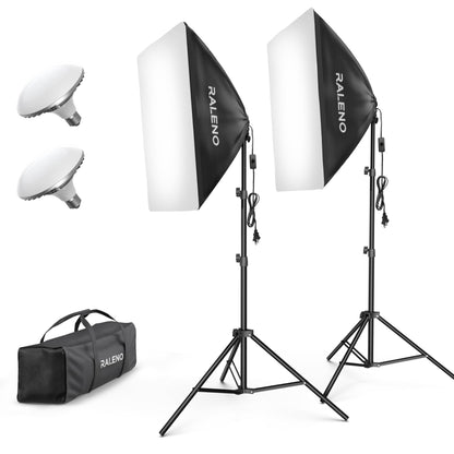 RALENO Softbox Lighting Kit, 20X28-Inch Softbox Photography Lighting with LED Bulbs(50W | 5500K | TLCI≥97), Streaming Lighting for Video Rcording Photoes Portraits YouTube | Model: PS40