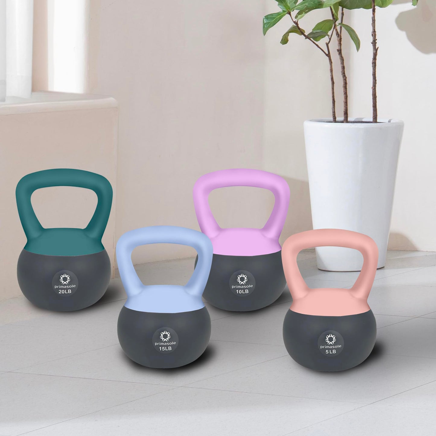 Primasole Soft Kettlebell Shook Resistance base. Anti Slip hand Kettlebell weights for Home workout anti-impact Kettlebells dumbbells for strength and safety.