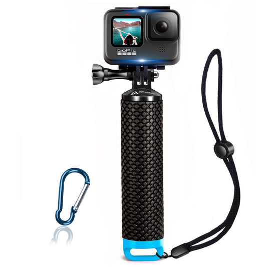 Floating Hand Grip Waterproof Monopod for GoPro Hero 13 12 11 10 9 8 7 6 5 4 3+ 2 1 Session Black Silver Handler & Handle Mount Accessories Kit for Water Sport and Action Cameras (Blue)