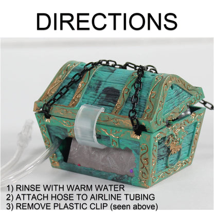 Penn-Plax Aquarium Decoration with Moving Treasure Chest, Floating Diver and Bubble Action, 4 Inches High