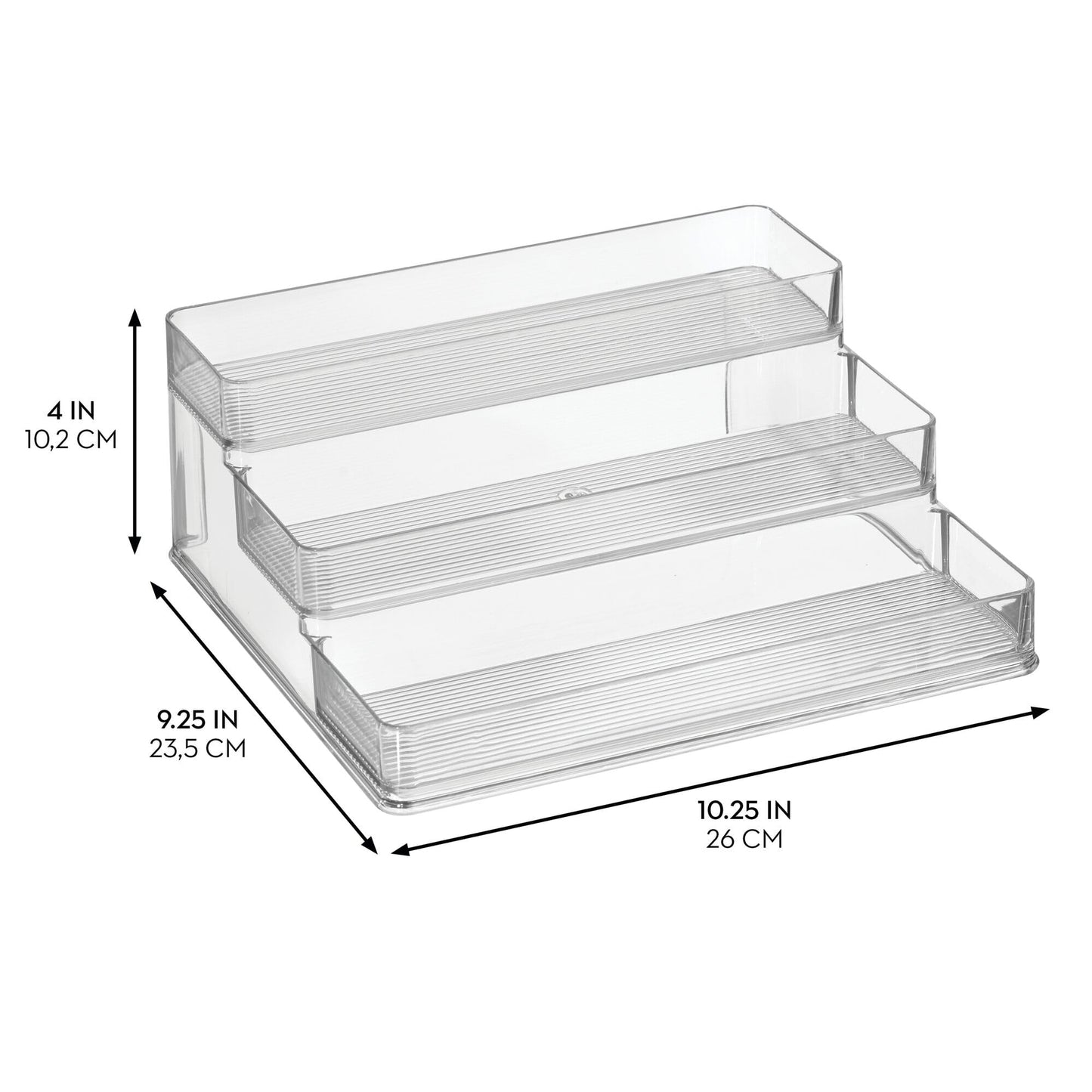 iDesign 3-Tier Spice Rack Organizer for Cabinets, Pantry or Countertop - Clear - Made in USA