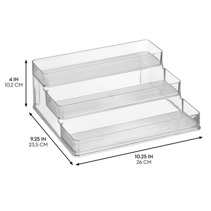iDesign 3-Tier Spice Rack Organizer for Cabinets, Pantry or Countertop - Clear - Made in USA