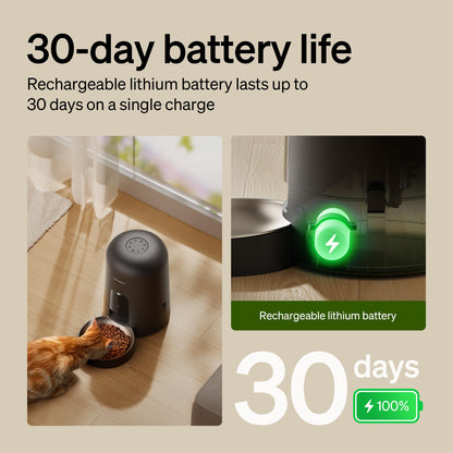 PETLIBRO Automatic Cat Feeder, Wi-Fi Rechargeable Cats Food Dispenser Battery-Operated with 30-Day Life, AIR 2.4G Wi-Fi Timed Pet Feeder for Cats & Dogs, 2L Auto Cat Feeder, Black