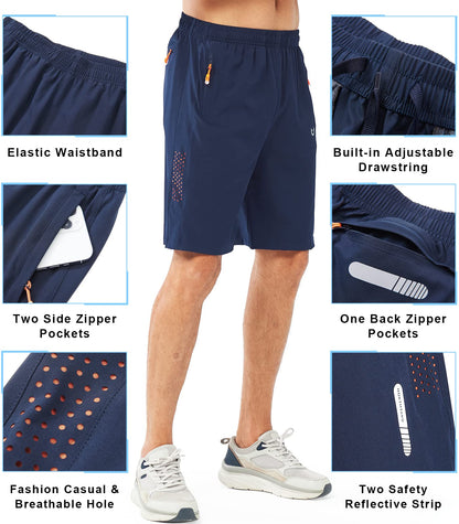 NORTHYARD Men's Athletic Running Shorts Quick Dry Workout Shorts 7"/ 5"/ 9" Lightweight Sports Gym Basketball Tennis Hiking Exercise NAVY-9inch XL