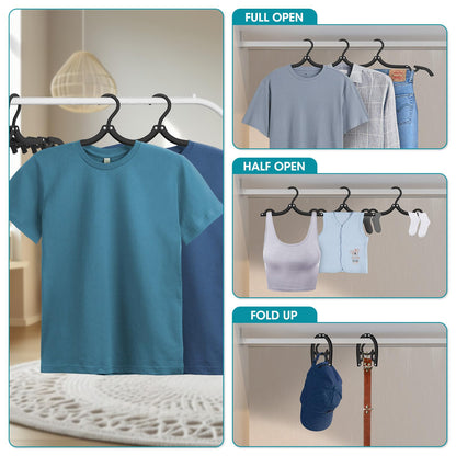 30 Pcs Travel Hangers Portable Foldable Travel Hanger Organizer, Plastic Cruise Essentials Clothes Drying Rack Folding Hangers for Camping Flying RV Europe Vacation Essentials Suitcase, Black