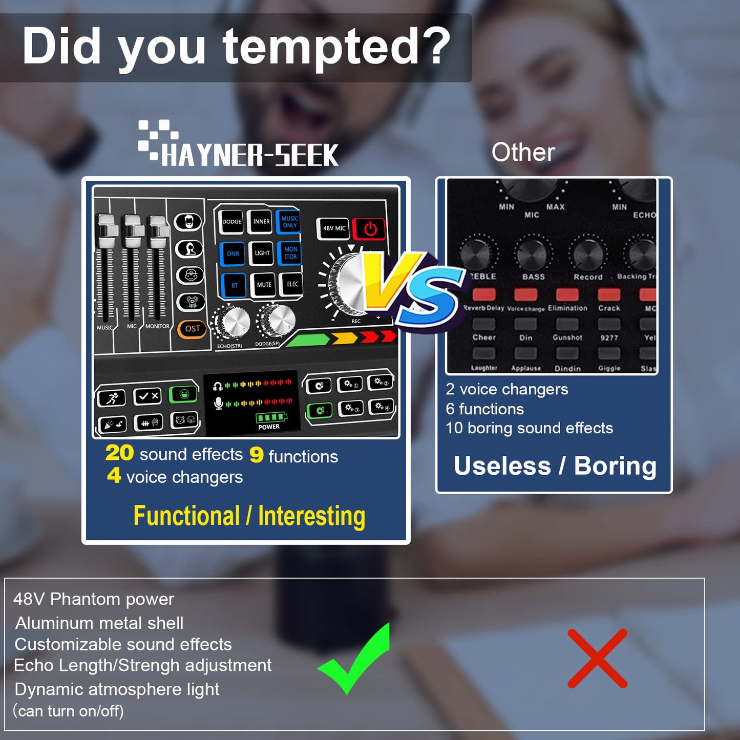 Podcast Equipment Bundle Aluminum Alloy Panel with Studio Condenser Microphone Sound DJ Mixer Broadcast Audio Interface DIY Sound Effect For PC Laptop Phone,Streaming Recording, Black