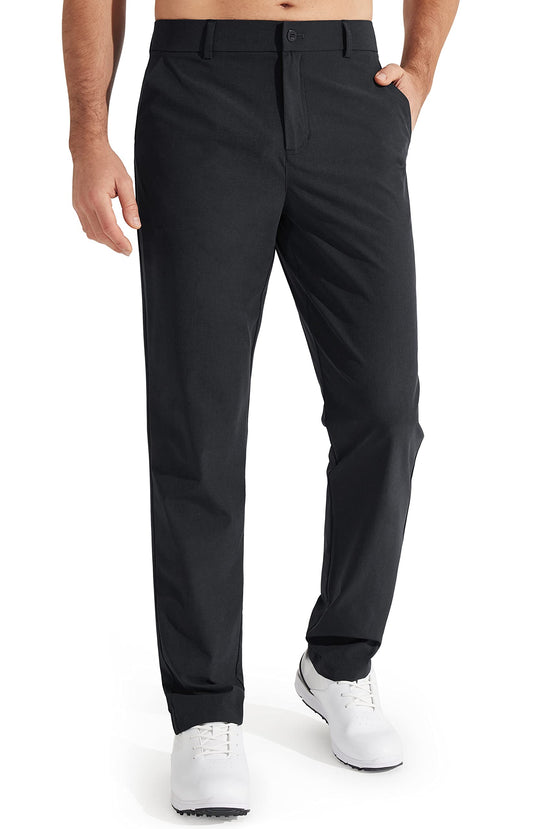 Libin Mens Golf Pants Classic Fit Stretch Work Dress Pants 32" Quick Dry Lightweight Business Casual Trousers Comfort Water Resistant, Black, 32W x 32L