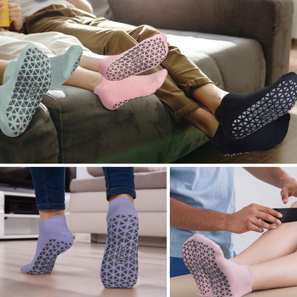 Non Slip Yoga Socks with Grips for Pilates, Ballet, Barre, Barefoot,Bikram,Hospital Anti Skid Socks for Women and Men