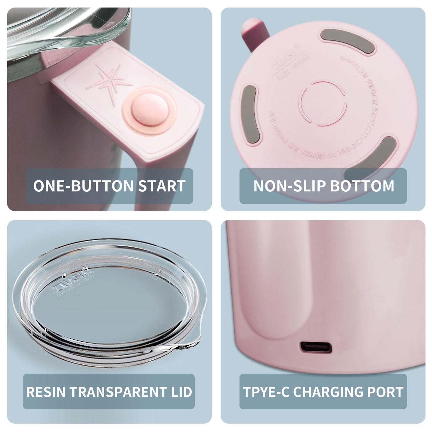 FOXNSK Self Stirring Coffee Mug 12.2 oz, Electric Mixing Cup with Magnetic Stirrer & Anti-Sedimentation, Rechargeable Travel Mug for Coffee, Milk, Hot Cocoa (Pink)