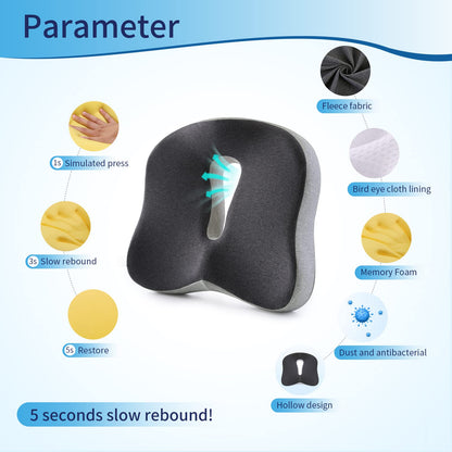 Memory Foam Seat Chair Cushion for Relieves Back Sciatica Pain Tailbone Pain Coccyx Degenerating Disc Orthopedic Osteoarthritis Prostate Cushion Low Back Pain Cushion Hip Shaping (Mixed Colors)