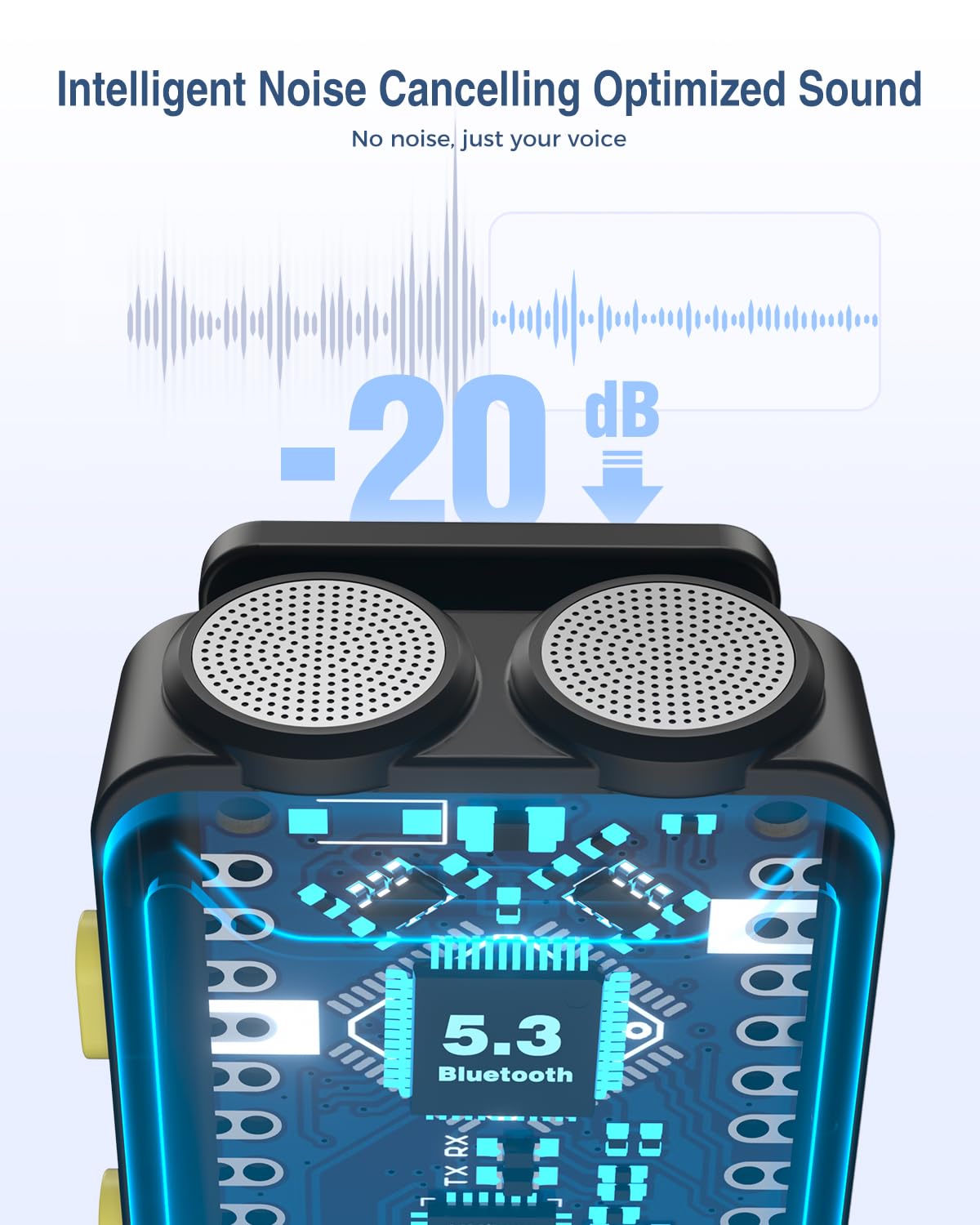 PQRQP Wireless Microphone for iPhone, iPad, Android(Lightning/USB C), Dual Microphones 20 H Battery Life, Mini Microphone, Cordless Double Mics for Video Recording, YouTube, TikTok, 164FT