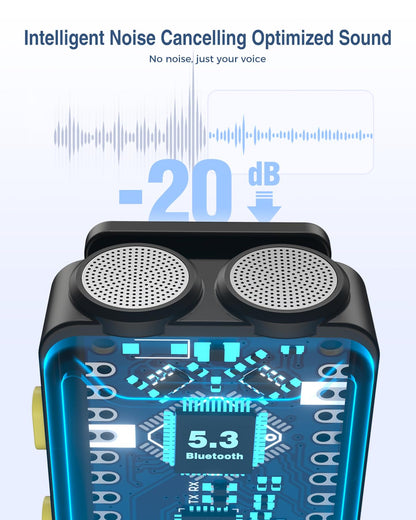 PQRQP Wireless Microphone for iPhone, iPad, Android(Lightning/USB C), Dual Microphones 20 H Battery Life, Mini Microphone, Cordless Double Mics for Video Recording, YouTube, TikTok, 164FT