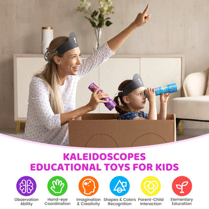 LUCKJOY Classic Tin Kaleidoscope, Kids Educational Kaleidoscope Toy with Metal Body, Birthday Gift for Boys and Girls (Cartoon Style)