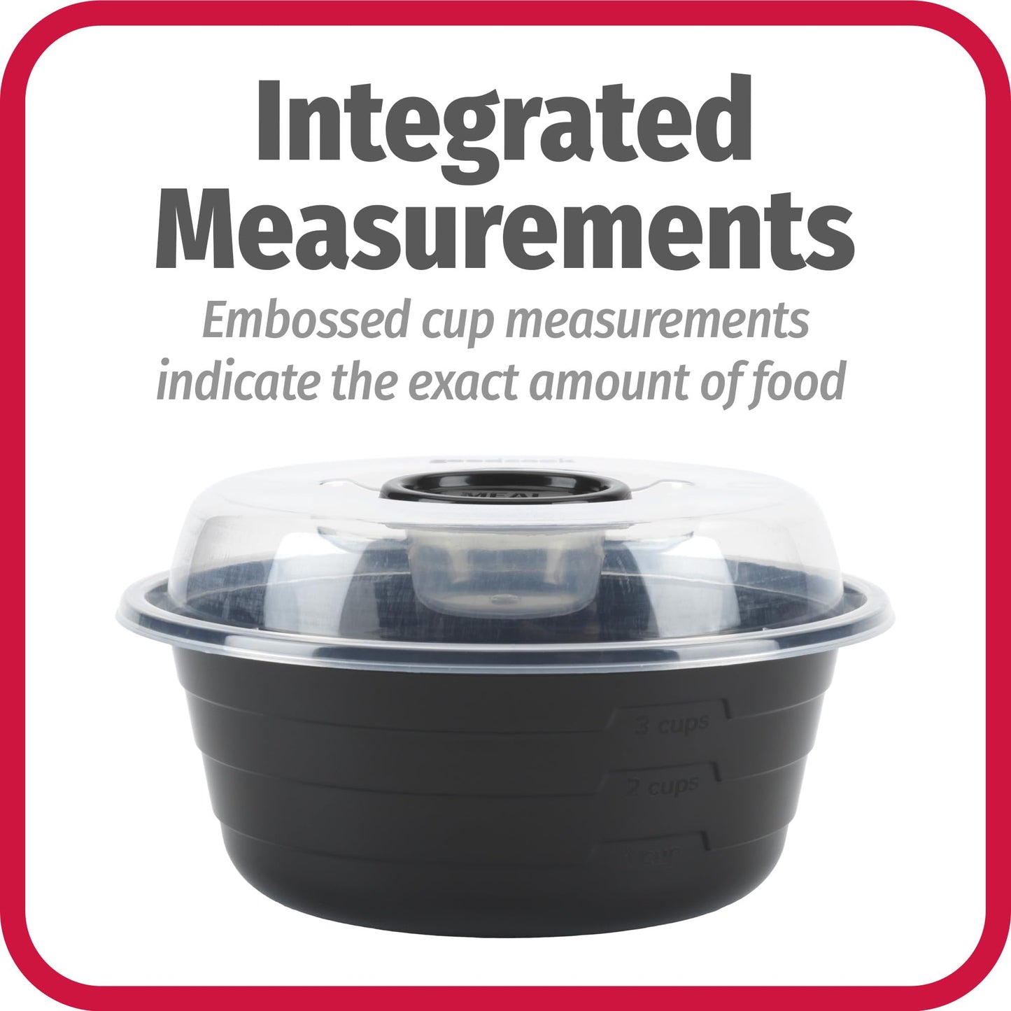 GoodCook 4-Cup Meal Prep Bowls Set with Lids and Dressing Cup, Microwavable Food Storage Containers for Meal Prepping, Set of 10, Black