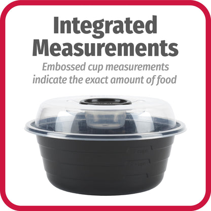 GoodCook 4-Cup Meal Prep Bowls Set with Lids and Dressing Cup, Microwavable Food Storage Containers for Meal Prepping, Set of 10, Black