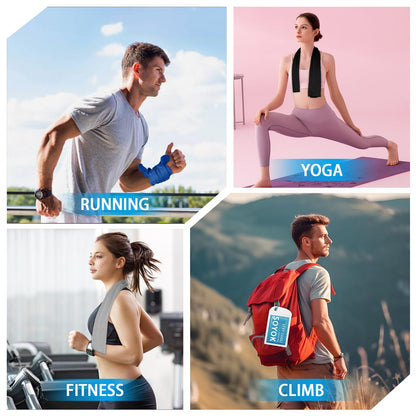 4 Packs Cooling Towel, 40" x 12" Microfiber Cooling Towels for Neck and Face, Soft Breathable Gym Towel for Working Out with Waterproof Bag & Carabiner, Sweat Towels for Running, Yoga, Travel, Climb