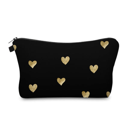 Aiphamy Cute Travel Makeup Bag Cosmetic Bag Small Pouch Gift for Women (Brushed Gold Heart)