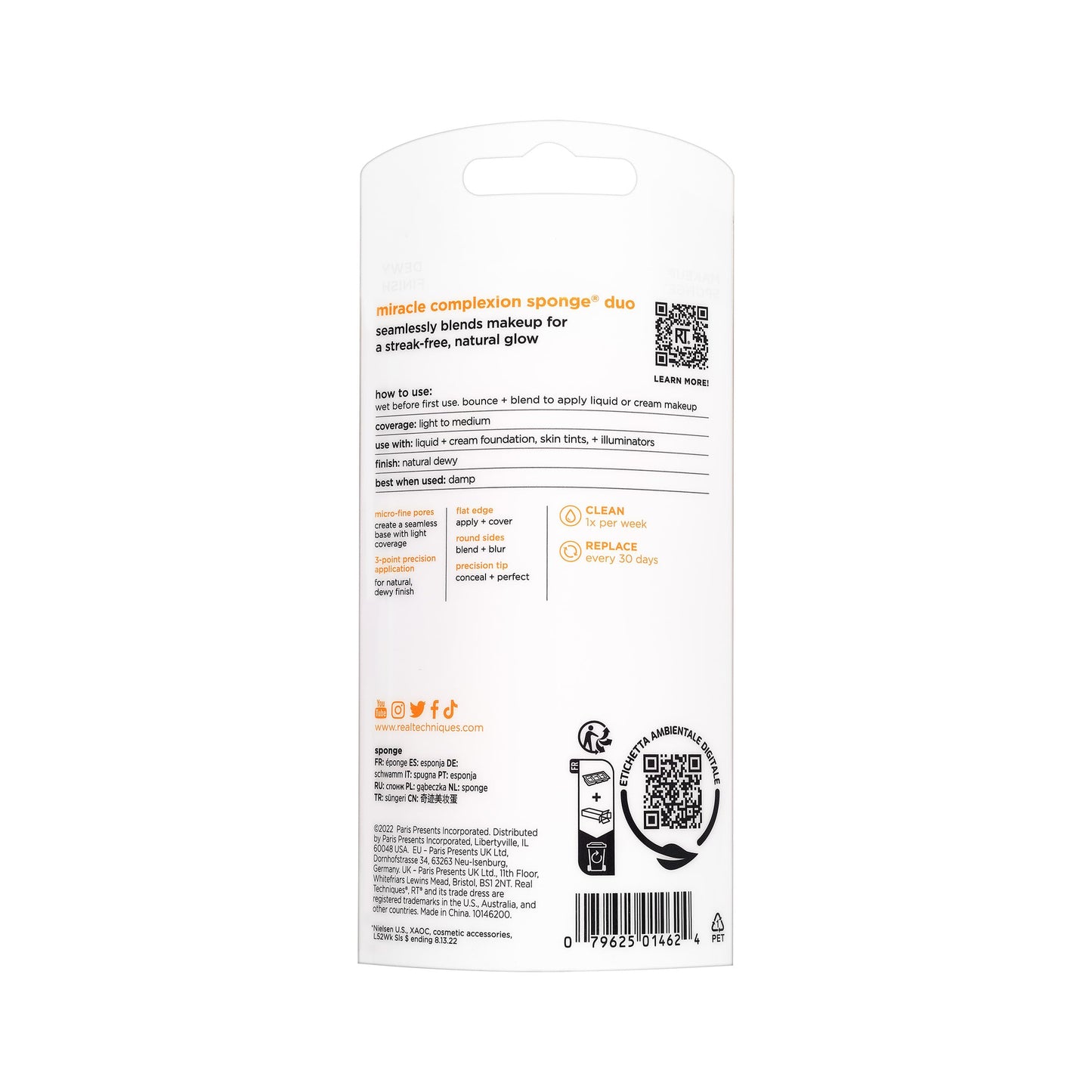 Real Techniques Miracle Complexion Sponge, Beauty Sponge For Makeup Blending & Foundation Application, Full Coverage, Streak-Free Professional Makeup Tool, Cruelty Free, Vegan, Latex Free, 2 Count