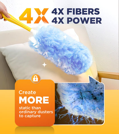 Heavy Duty Duster Refills for Swiffer Duster, 20 Count Duster Refills with 1 Handle, Multisurface 360° Dusters with 4X Microfibers, Unscented Disposable Dusters for Cleaning (Blue)
