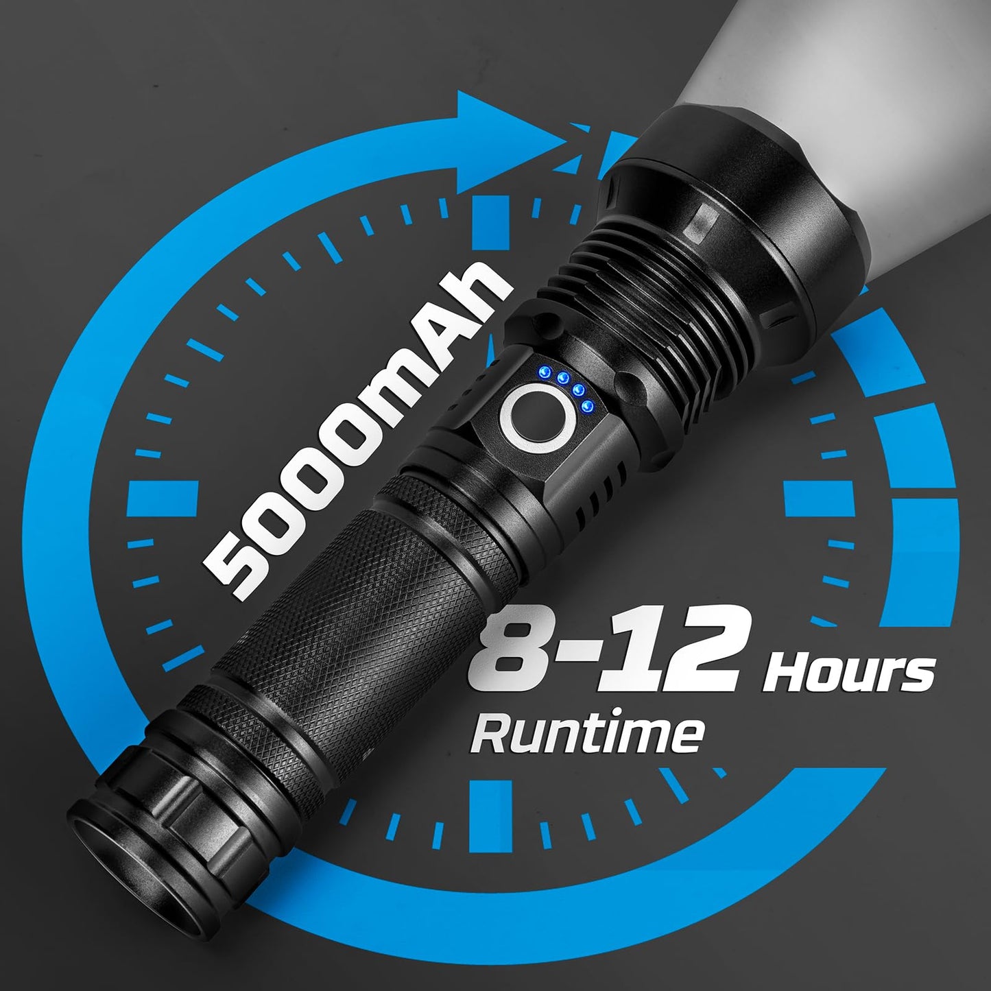 MILAOSHU Rechargeable Flashlights 90000 High Lumens - 2 Pack, Super Bright 12 Hours Long Life LED Flashlight with 5 Modes, High Powered Flash Light for Home, Outdoor (Black)